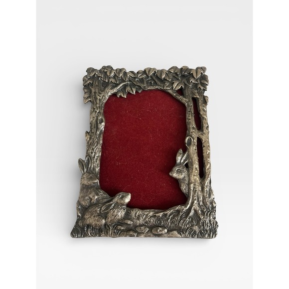 Vintage Crossbow 1989 Pewter Woodland Rabbit Picture Frame Forest Scene - Picture 5 of 11